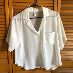NWOT American Apparel Chiffon Button Down Crop